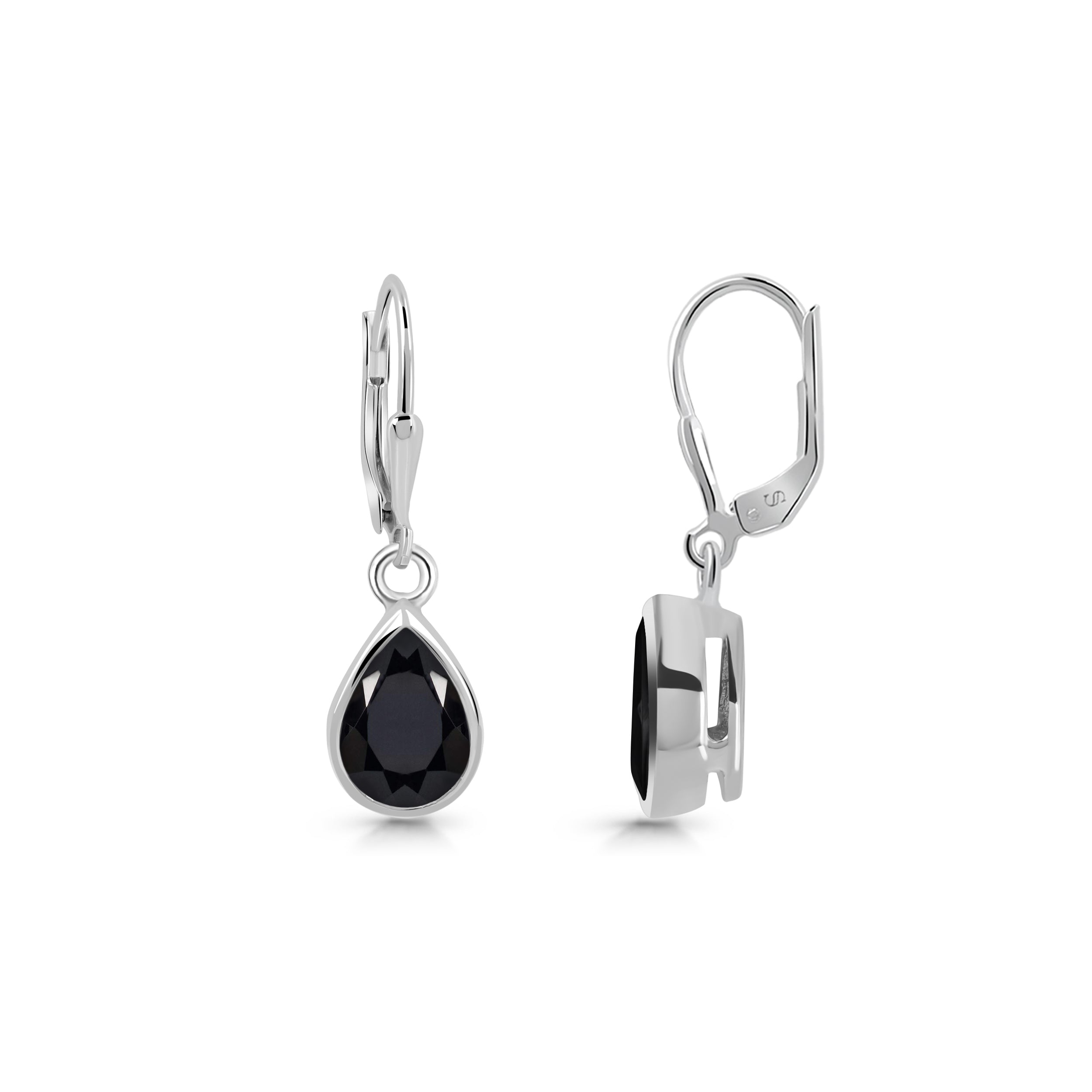 Black Tourmaline Leverback Earring-(BLS-SE-742.)